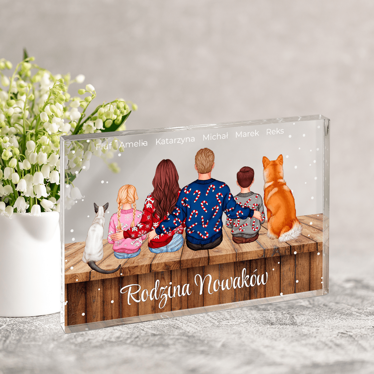 Clipart świąteczny rodziny - Druk na szkle, spersonalizowany prezent dla taty - Adamell.pl