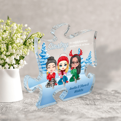 Clipart świąteczny sióstr - Druk na szkle - puzzel, spersonalizowany prezent dla siostry - Adamell.pl