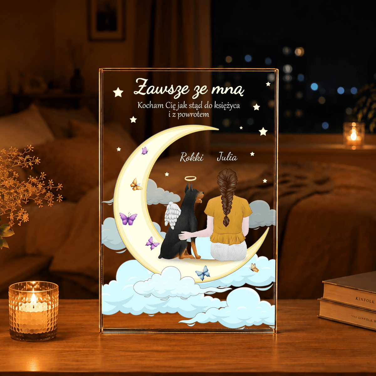 Clipart zawsze ze mną - Druk na szkle, spersonalizowany prezent dla właściciela psa - Adamell.pl