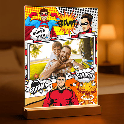 Comics mój tata - Druk na szkle, spersonalizowany prezent dla taty - Adamell.pl
