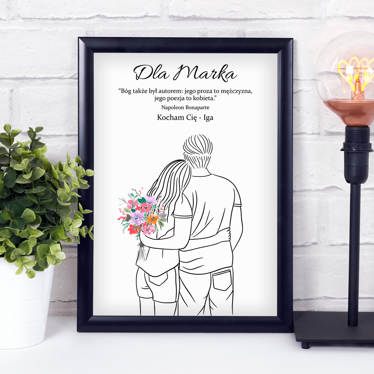 Cytat z grafiką dla niego - Druk na szkle, spersonalizowany prezent dla chłopaka - Adamell.pl