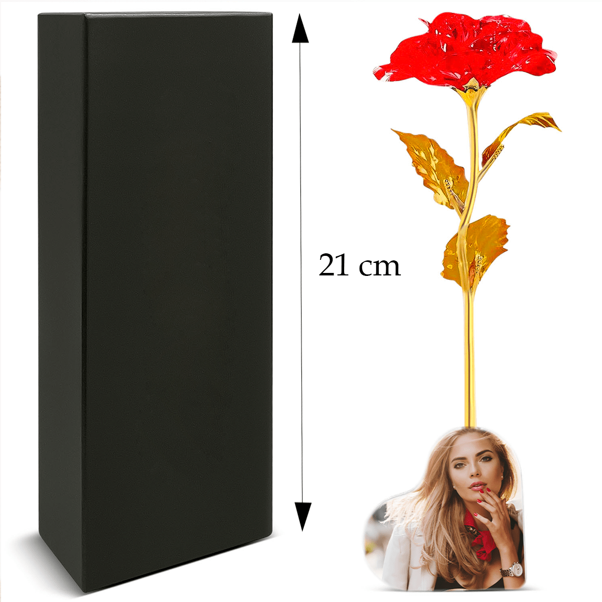 Czerwona róża wieczna LED ze spersonalizowanym nadrukiem + GRATISY - Adamell.pl