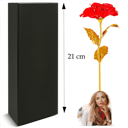 Czerwona róża wieczna LED ze spersonalizowanym nadrukiem + GRATISY - Adamell.pl