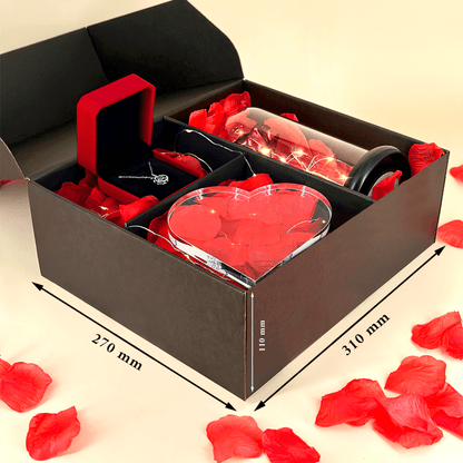 Czerwona wieczna róża + serce DLA BABCI + wisiorek box 3 w 1 - zestaw prezentowy, spersonalizowany prezent dla babci - Adamell.pl