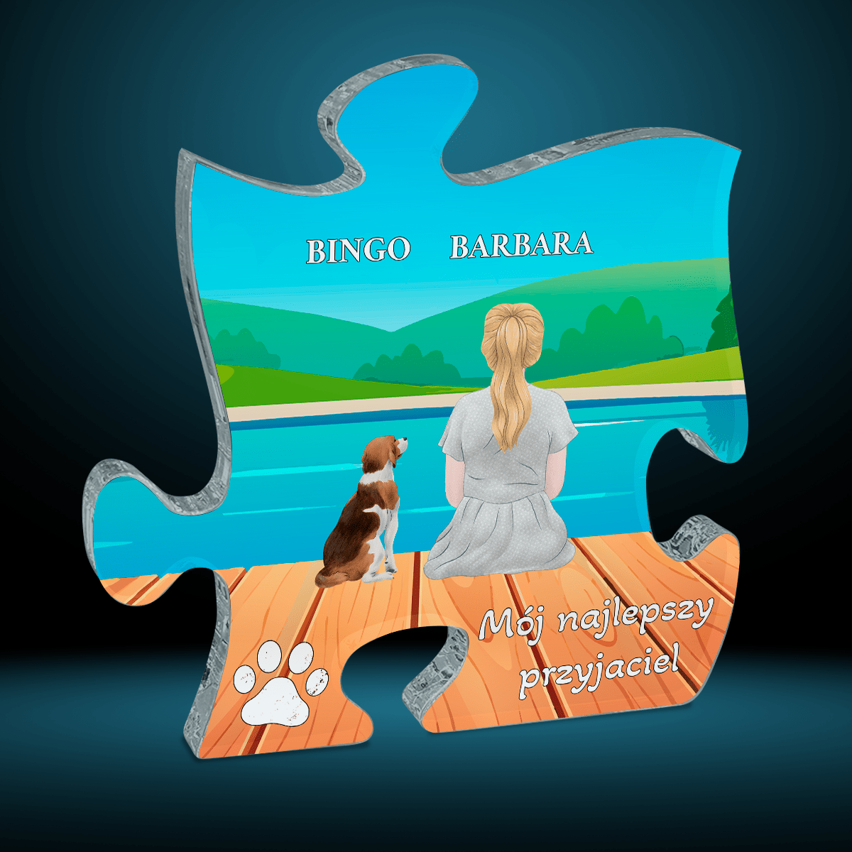 Człowiek i pies Clipart - Druk na szkle - puzzel, spersonalizowany prezent - Adamell.pl