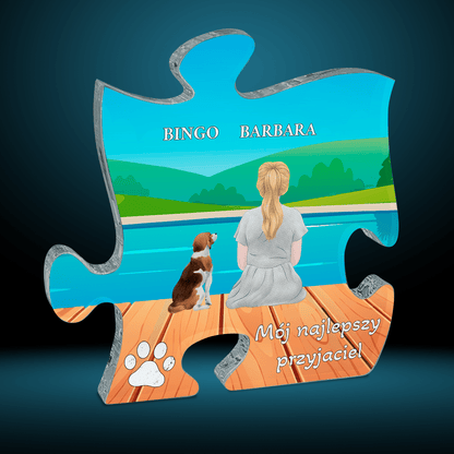 Człowiek i pies Clipart - Druk na szkle - puzzel, spersonalizowany prezent - Adamell.pl