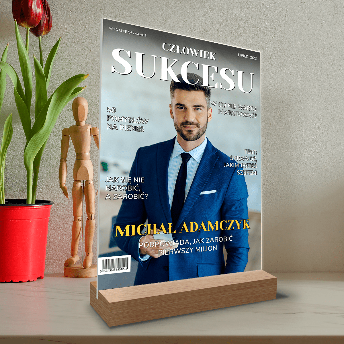 Człowiek sukcesu - Druk na szkle, spersonalizowany prezent dla niego - Adamell.pl