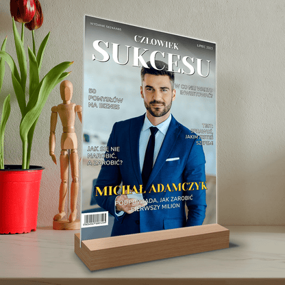 Człowiek sukcesu - Druk na szkle, spersonalizowany prezent dla niego - Adamell.pl