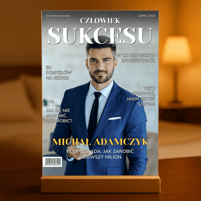 Człowiek sukcesu - Druk na szkle, spersonalizowany prezent dla niego - Adamell.pl