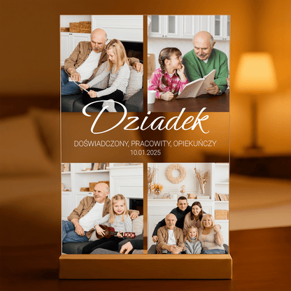 Cztery zdjęcia z dziadkiem - Druk na szkle, spersonalizowany prezent dla dziadka - Adamell.pl