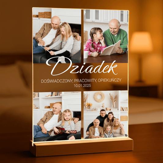 Cztery zdjęcia z dziadkiem - Druk na szkle, spersonalizowany prezent dla dziadka - Adamell.pl