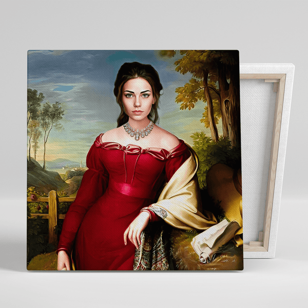 Dama portret - druk na płótnie, spersonalizowany prezent dla cioci - Adamell.pl