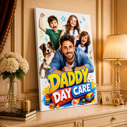 Day Care - druk na płótnie, spersonalizowany prezent dla taty - Adamell.pl