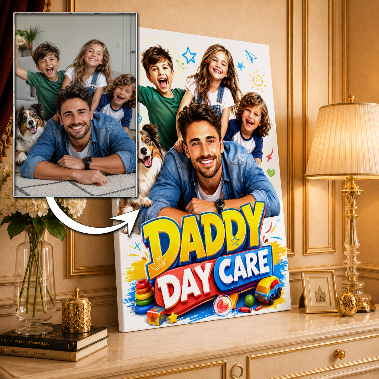 Day Care - druk na płótnie, spersonalizowany prezent dla taty - Adamell.pl