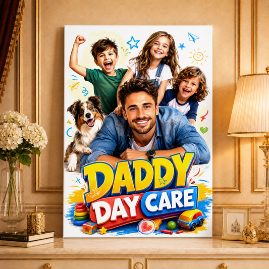 Day Care - druk na płótnie, spersonalizowany prezent dla taty - Adamell.pl