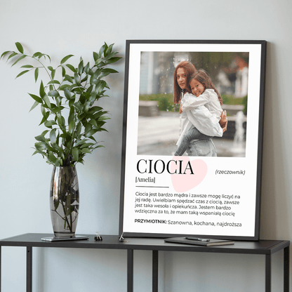 Definicja słowa CIOCIA - plakat, spersonalizowany prezent dla cioci - Adamell.pl