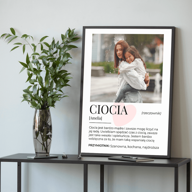 Definicja słowa CIOCIA - plakat, spersonalizowany prezent dla cioci - Adamell.pl