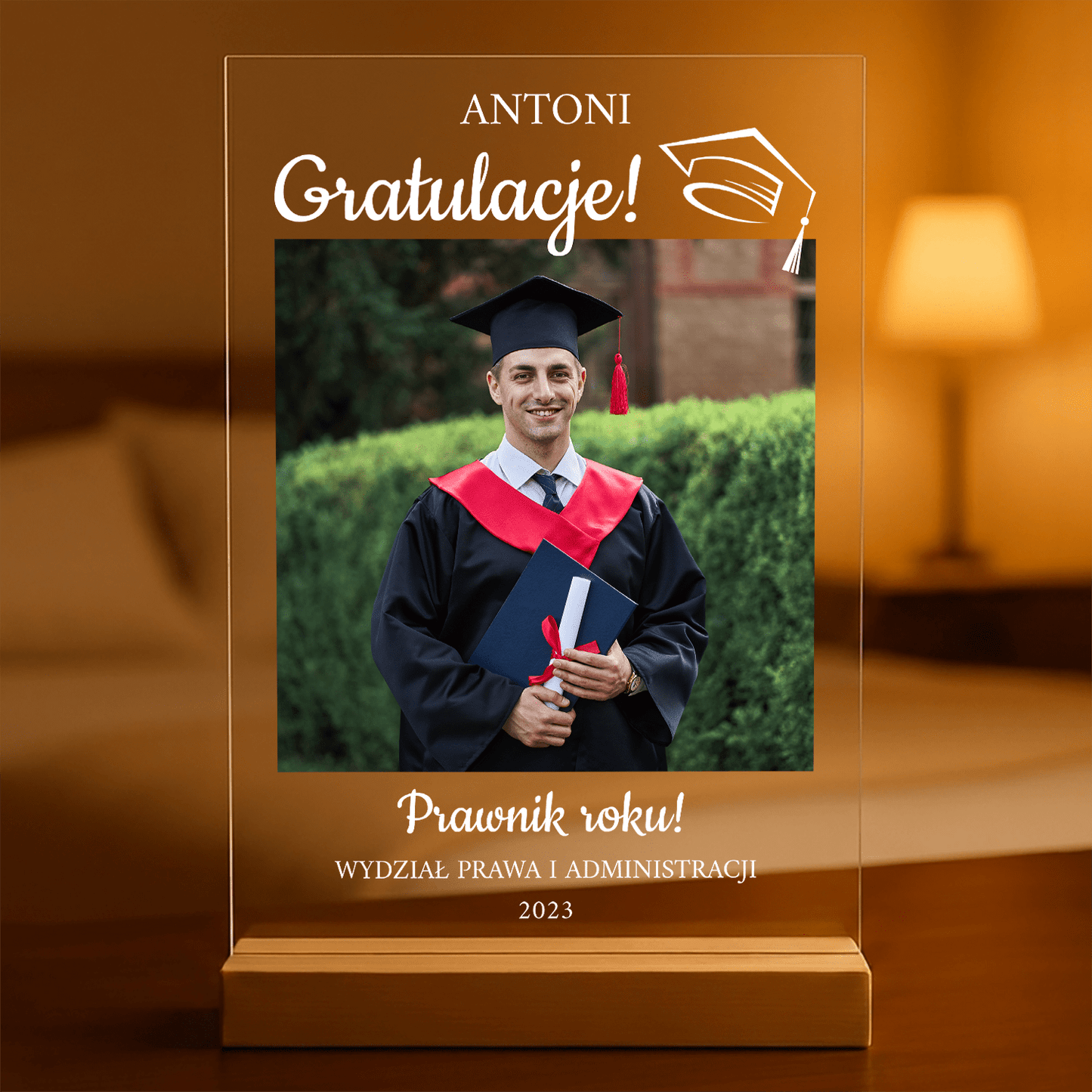 Dla absolwenta - Druk na szkle, spersonalizowany prezent - Adamell.pl