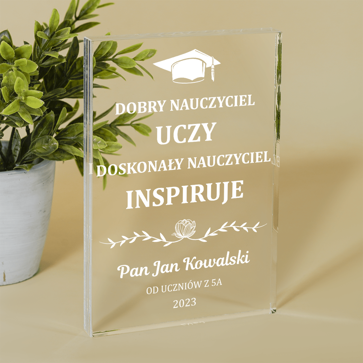 Dla inspirującego nauczyciela - Druk na szkle, spersonalizowany prezent dla nauczyciela - Adamell.pl