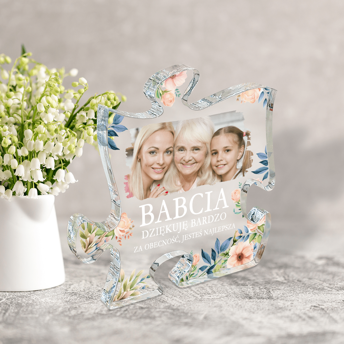 Dla wyjątkowej babci - Druk na szkle - puzzel, spersonalizowany prezent dla babci - Adamell.pl