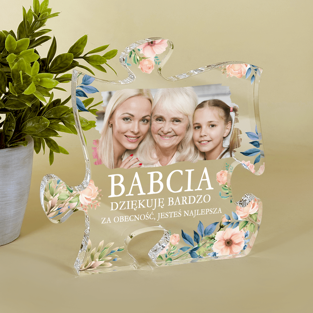 Dla wyjątkowej babci - Druk na szkle - puzzel, spersonalizowany prezent dla babci - Adamell.pl