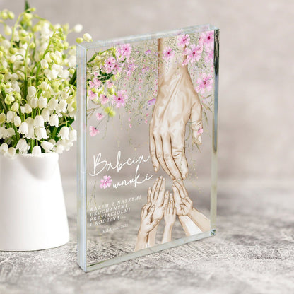 Dłonie babcia i wnuki - Druk na szkle, spersonalizowany prezent dla babci - Adamell.pl