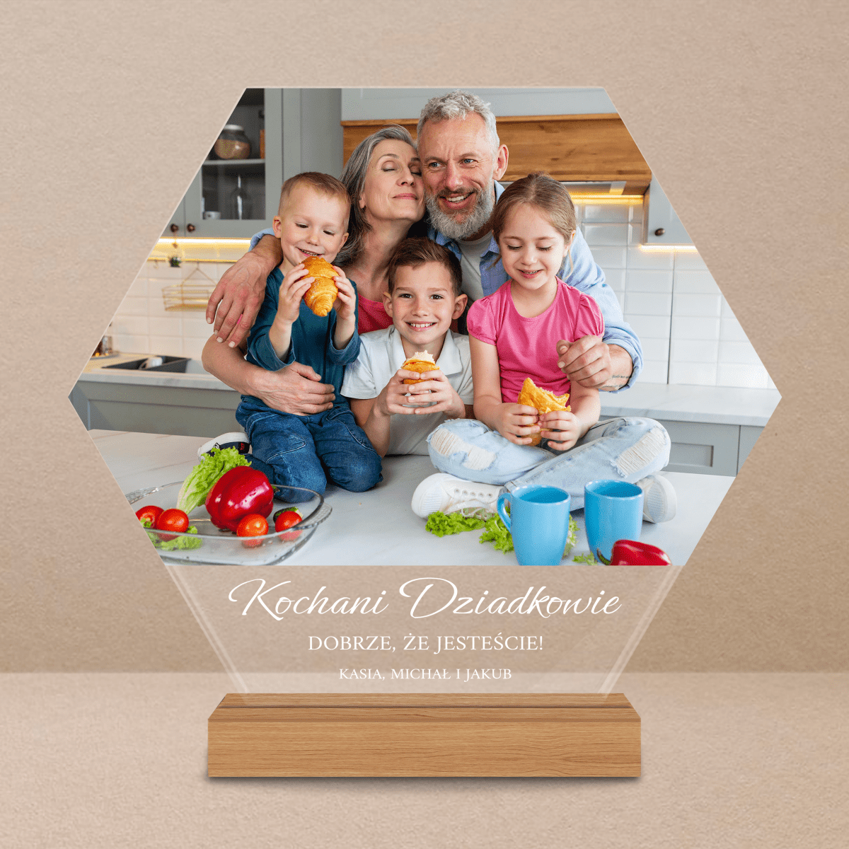 Dobrze, że jesteście - Druk na szkle, spersonalizowany prezent dla dziadków - Adamell.pl