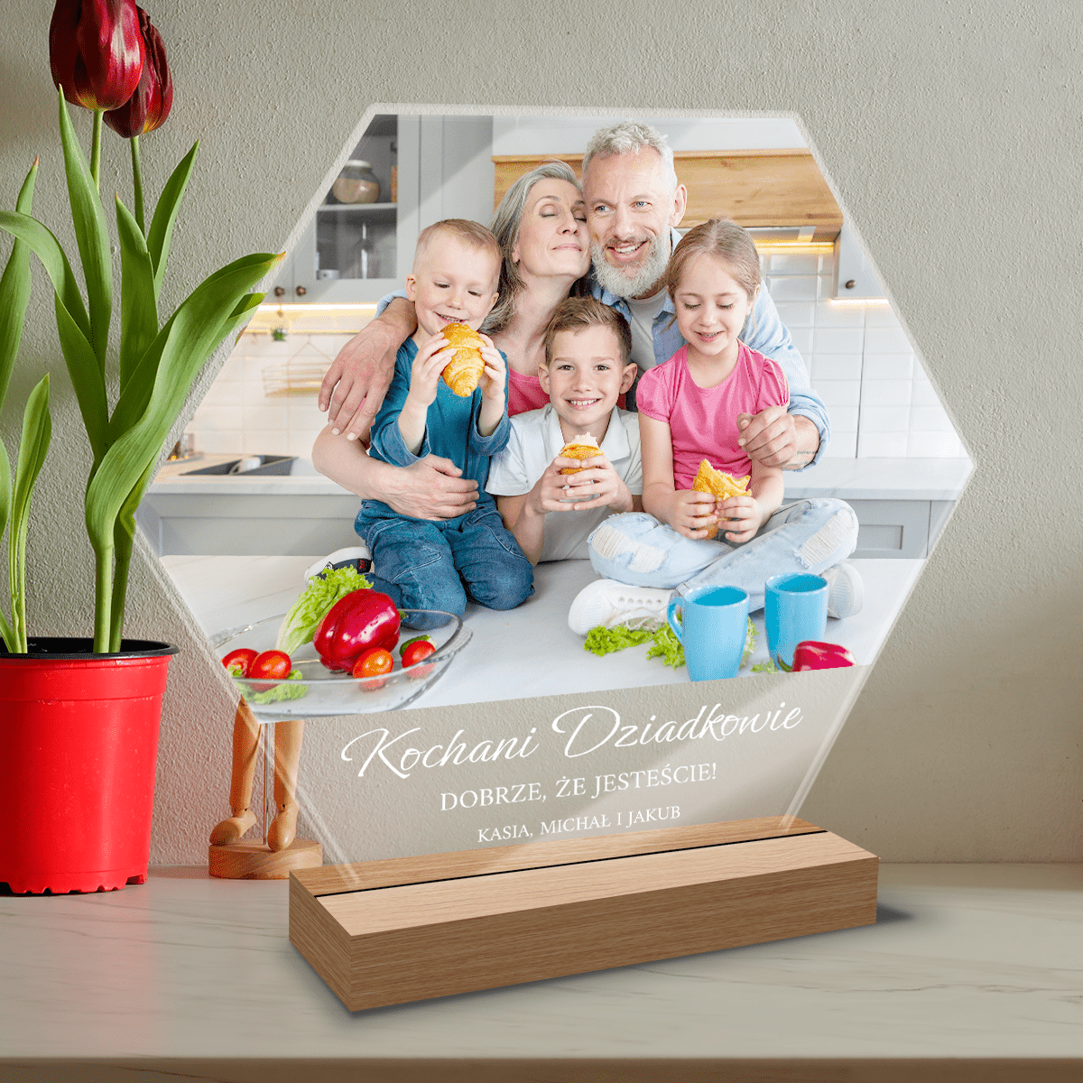 Dobrze, że jesteście - Druk na szkle, spersonalizowany prezent dla dziadków - Adamell.pl