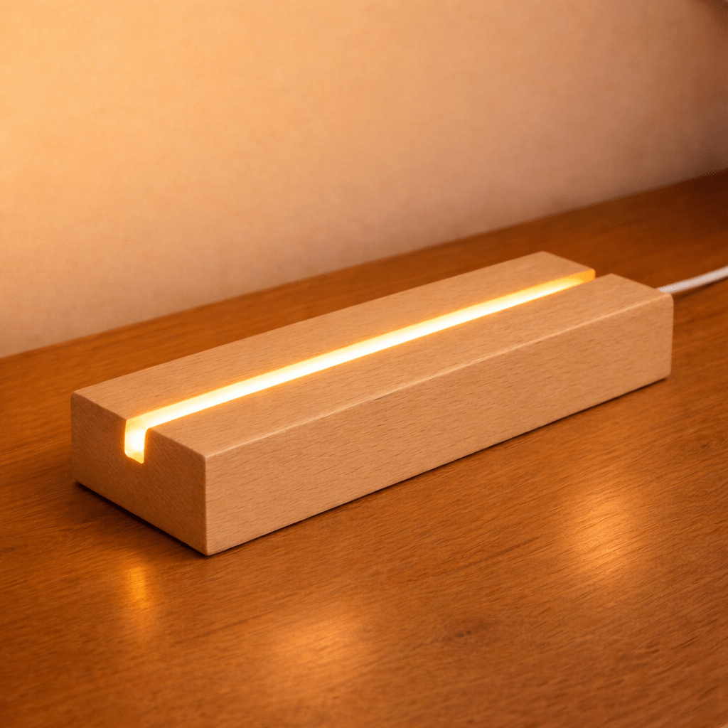 Drewniana podstawka + LED - Adamell.pl