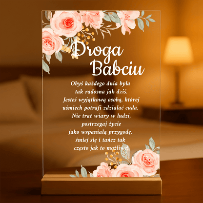 Droga Babciu - Druk na szkle, spersonalizowany prezent dla babci - Adamell.pl