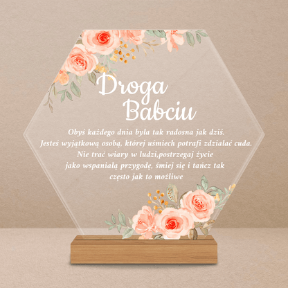 Droga babciu tekst - Druk na szkle, spersonalizowany prezent dla babci - Adamell.pl