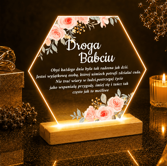 Droga babciu tekst - Druk na szkle, spersonalizowany prezent dla babci - Adamell.pl