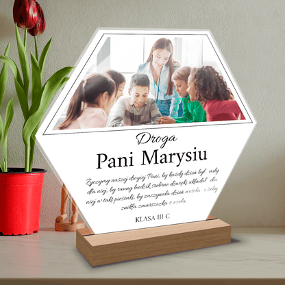 Droga Pani nauczycielko - Druk na szkle, spersonalizowany prezent dla nauczycielki - Adamell.pl