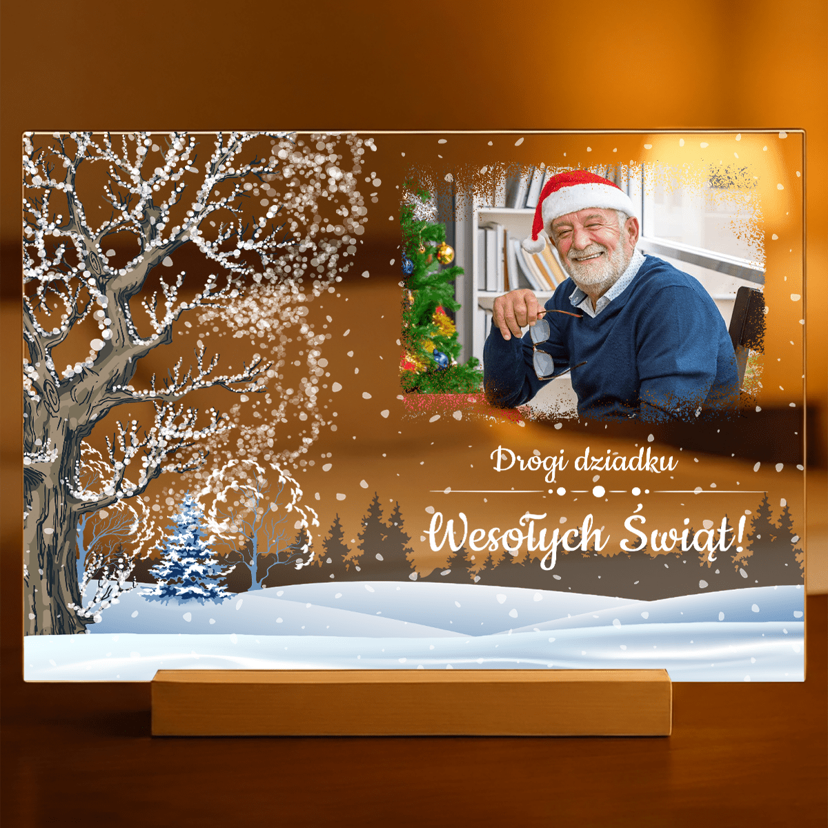 Drogi dziadku! - Druk na szkle, spersonalizowany prezent dla dziadka - Adamell.pl