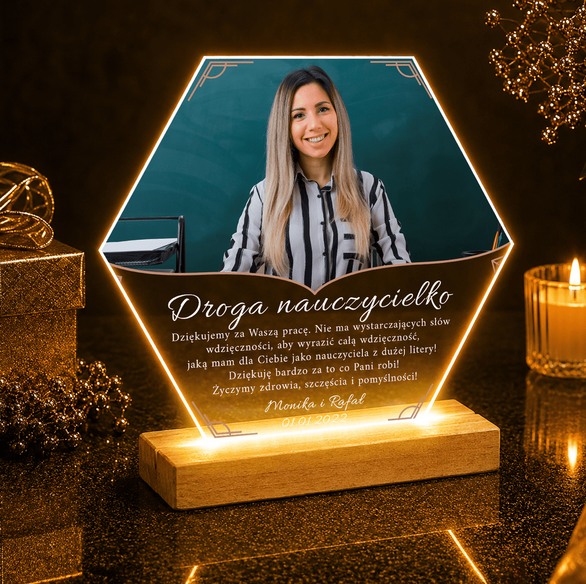 Drogiej nauczycielce - Druk na szkle, spersonalizowany prezent dla nauczyciela - Adamell.pl
