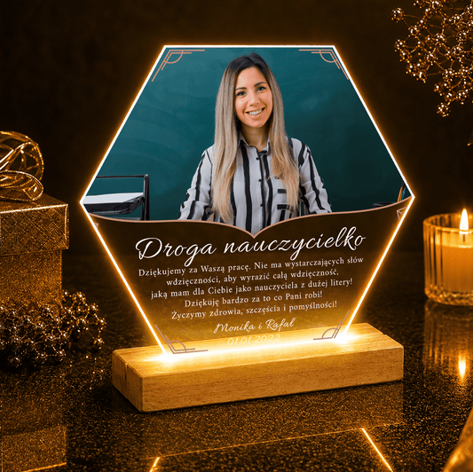 Drogiej nauczycielce - Druk na szkle, spersonalizowany prezent dla nauczyciela - Adamell.pl