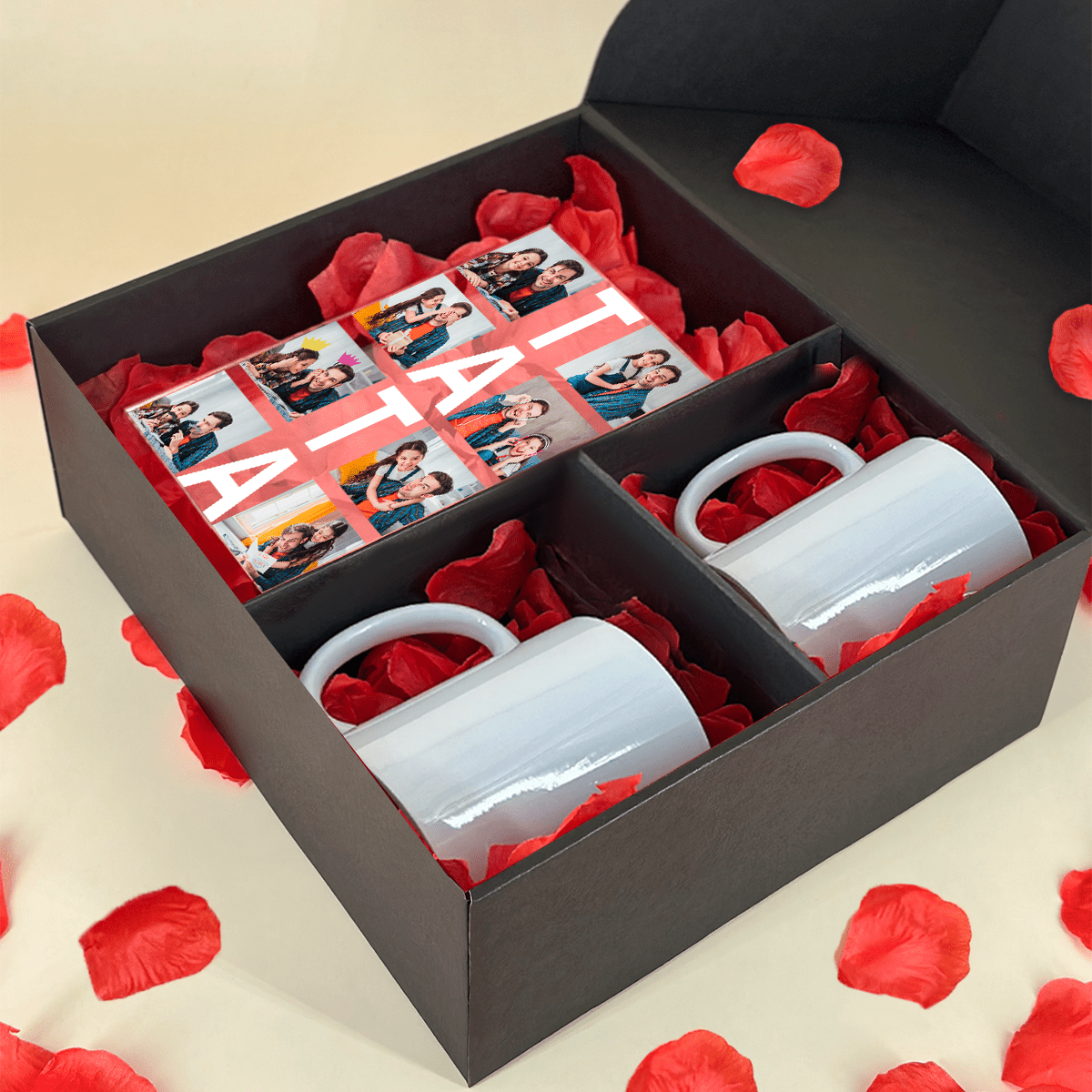 Druk na szkle + 2 kubki TATUŚ KRÓLEM - zestaw prezentowy 2 w 1, spersonalizowany prezent dla taty - Adamell.pl