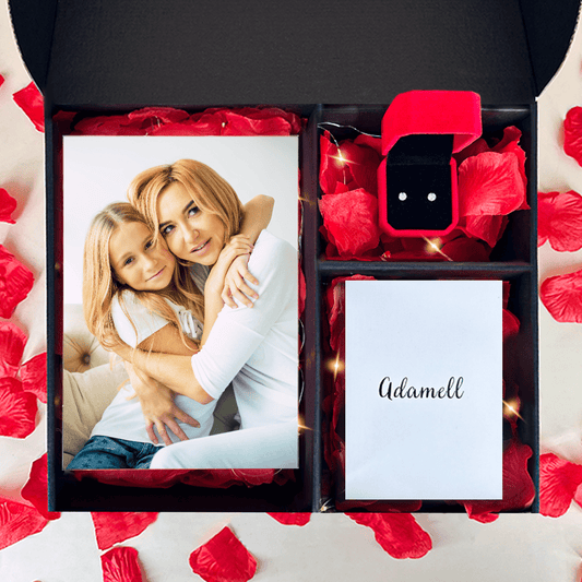 Druk na szkle KOCHANA CIOCIA + kolczyki box 2 w 1 - zestaw prezentowy, spersonalizowany prezent dla cioci - Adamell.pl