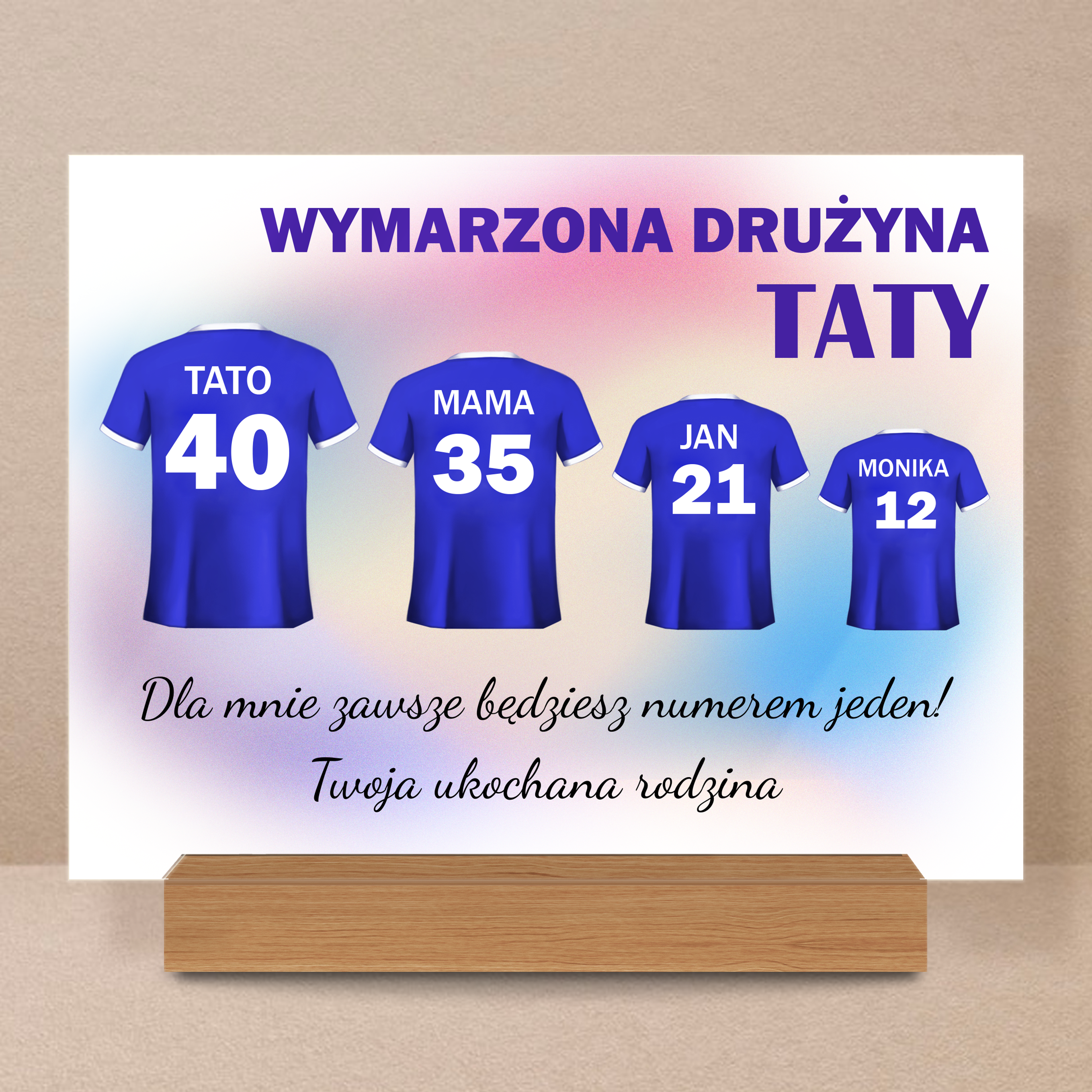 Drużyna taty - Druk na szkle, spersonalizowany prezent dla taty - Adamell.pl