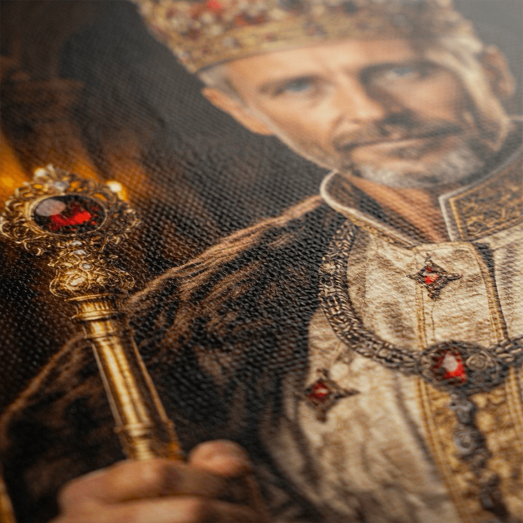 Dziadek król portret - druk na płótnie, spersonalizowany prezent dla dziadka - Adamell.pl