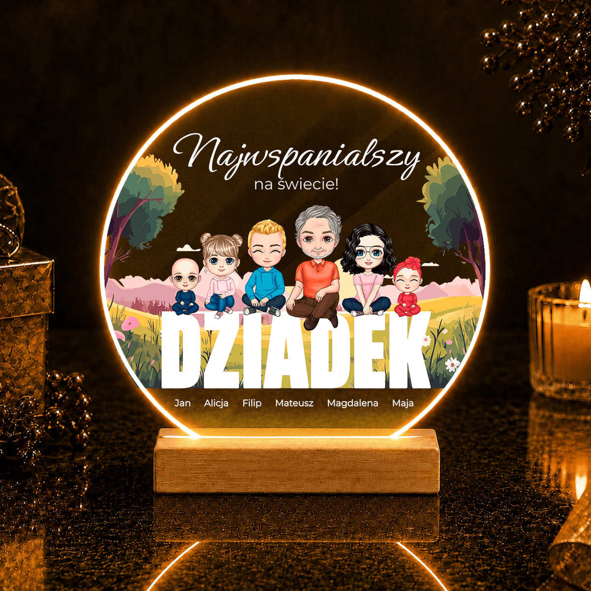 Dziadek najwspanialszy na świecie - Druk na szkle, spersonalizowany prezent dla dziadka - Adamell.pl
