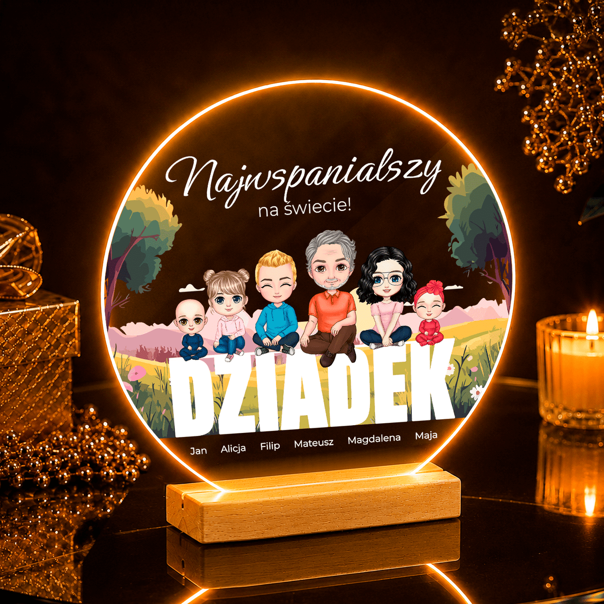 Dziadek najwspanialszy na świecie - Druk na szkle, spersonalizowany prezent dla dziadka - Adamell.pl