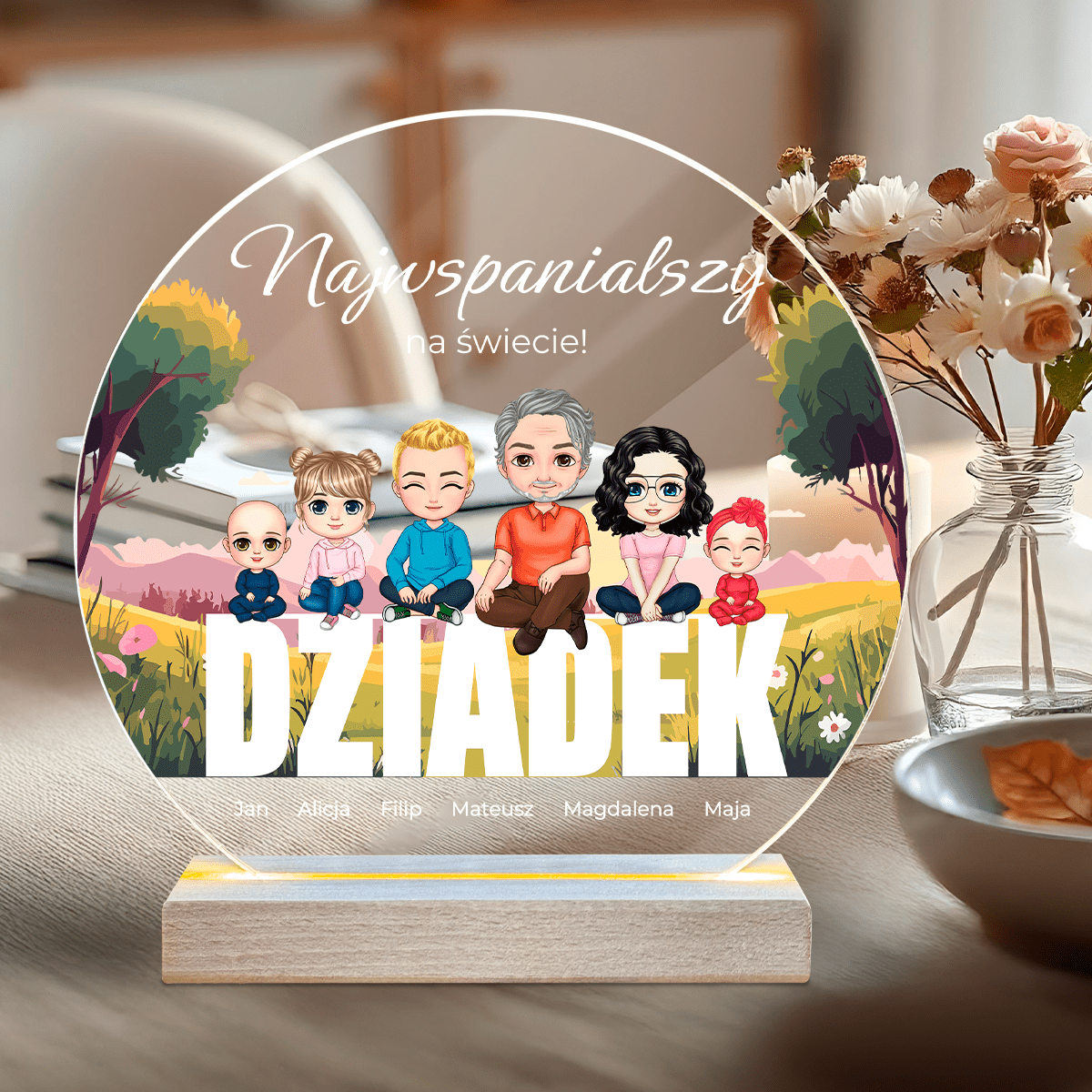 Dziadek najwspanialszy na świecie - Druk na szkle, spersonalizowany prezent dla dziadka - Adamell.pl