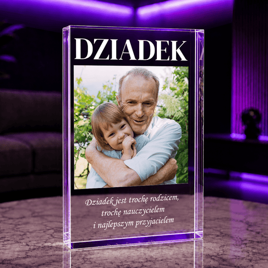 Dziadek napis + tekst - Druk na szkle, spersonalizowany prezent dla dziadka - Adamell.pl