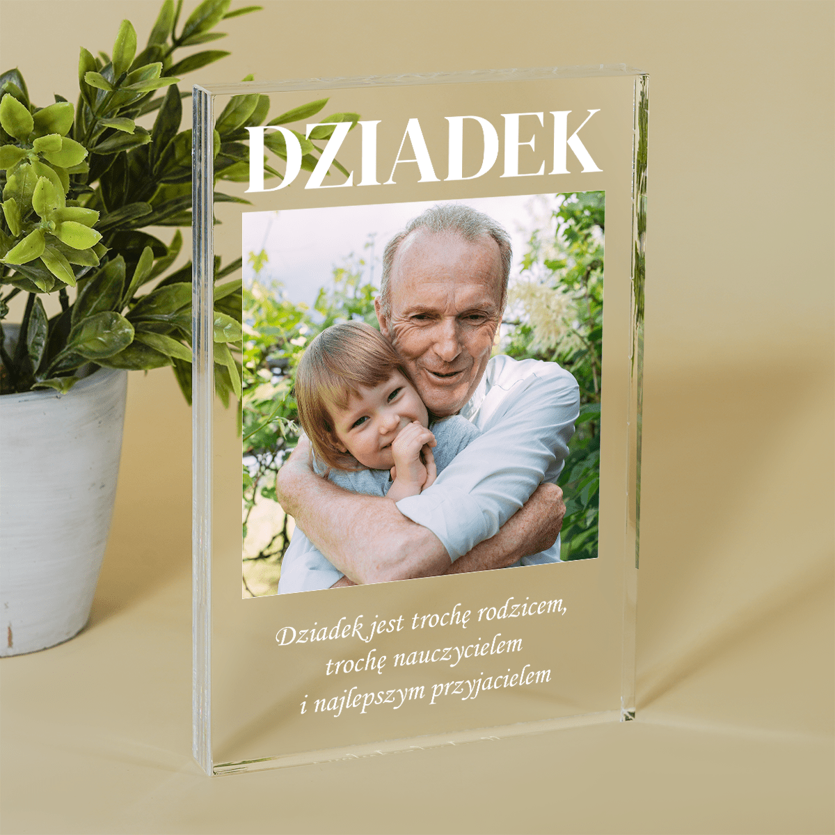 Dziadek napis + tekst - Druk na szkle, spersonalizowany prezent dla dziadka - Adamell.pl