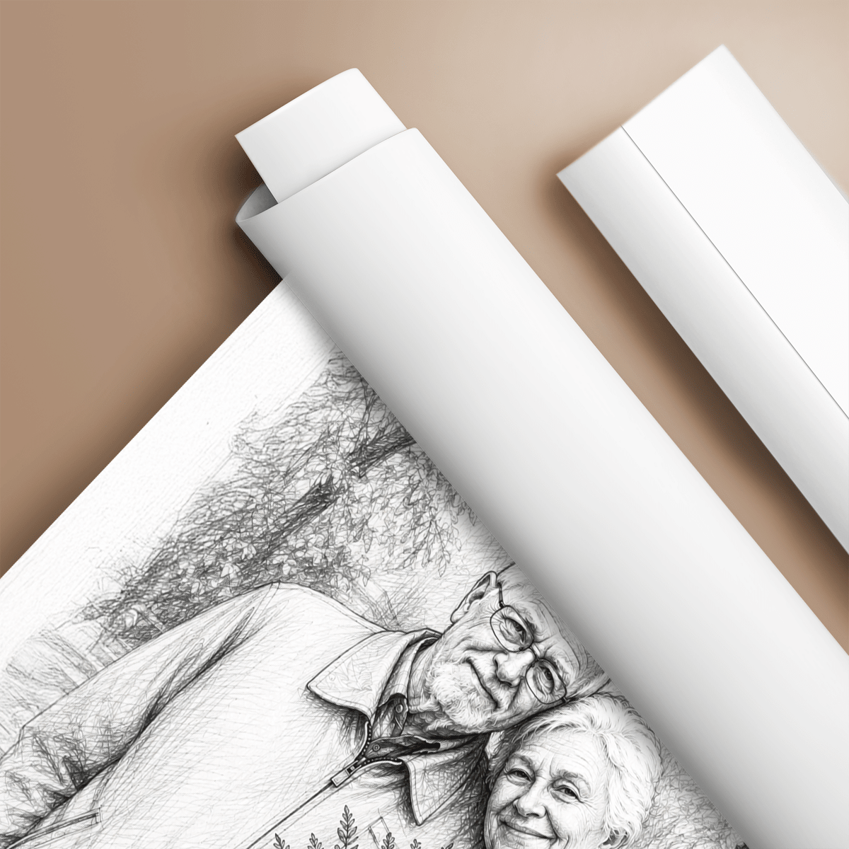 Dziadkowie effect sketch - plakat, spersonalizowany prezent dla dziadków - Adamell.pl