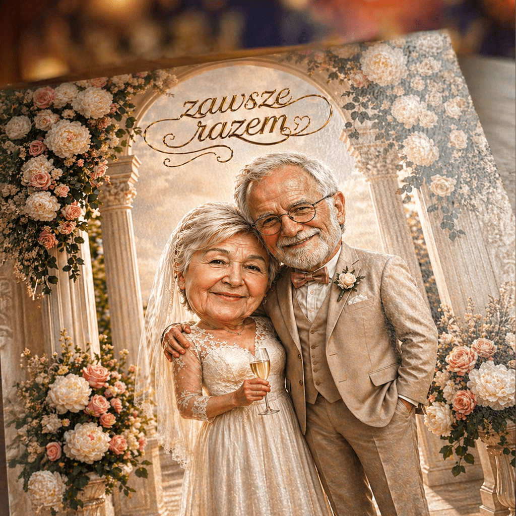 Dziadkowie ilustracja - plakat, spersonalizowany prezent dla dziadków - Adamell.pl