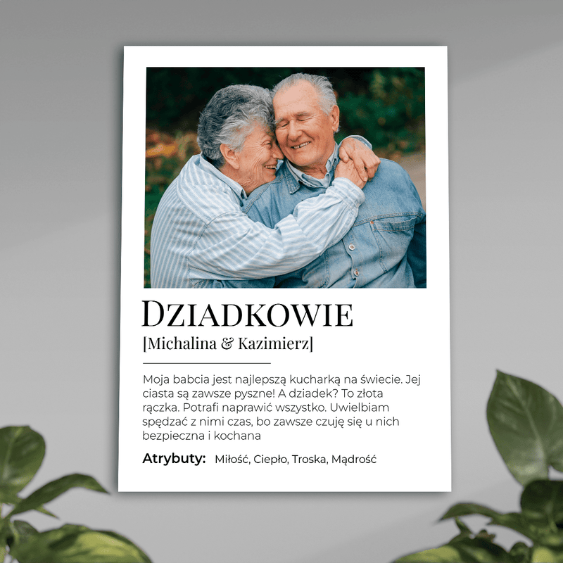 Dziadkowie zdjęcie + tekst - plakat, spersonalizowany prezent dla dziadków - Adamell.pl