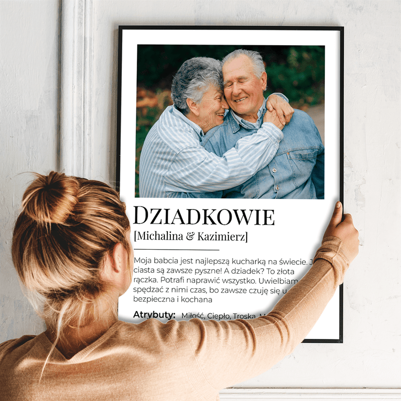 Dziadkowie zdjęcie + tekst - plakat, spersonalizowany prezent dla dziadków - Adamell.pl