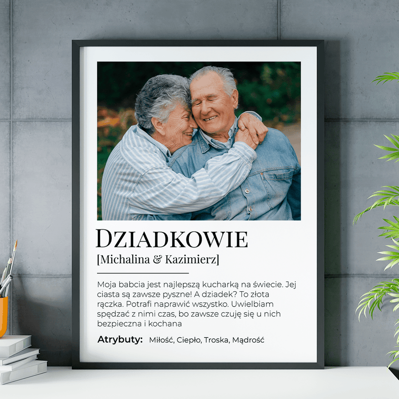 Dziadkowie zdjęcie + tekst - plakat, spersonalizowany prezent dla dziadków - Adamell.pl